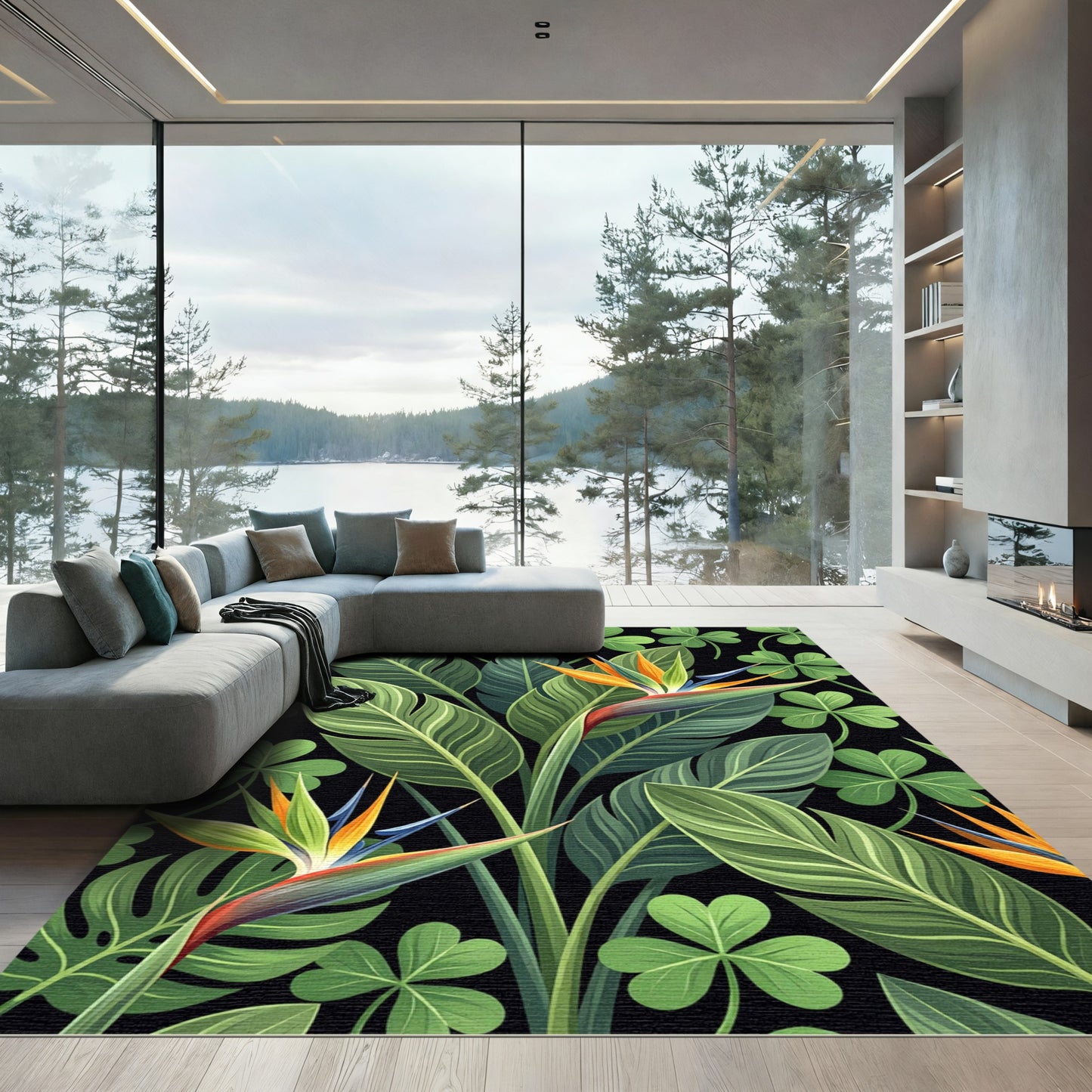Exotic Bird of Paradise Clover Botanical Rug