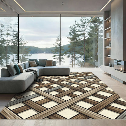 Rustic Wood Lattice Work Rug