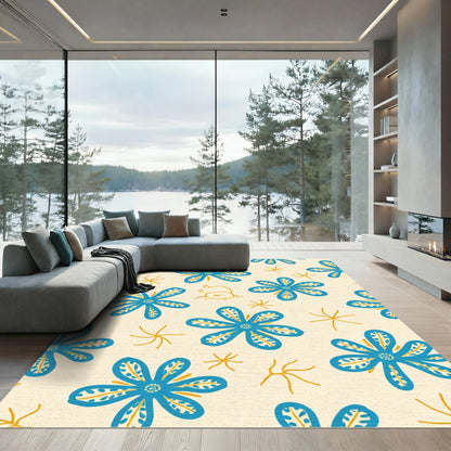 Whimsical Blue Floral Scatter Rug