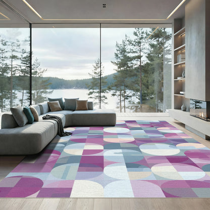 Abstract Purple Geometric Circles Rug