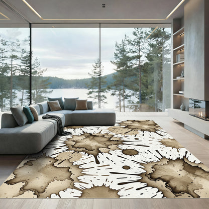 Organic Sepia Splatter Texture Rug