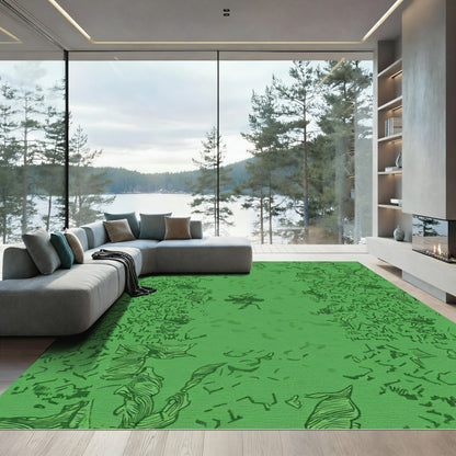 Abstract Green Organic Swirl Rug