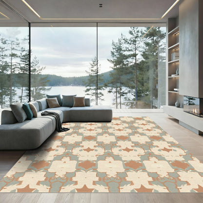 Terra Cotta Ivory Gray Medallion Rug