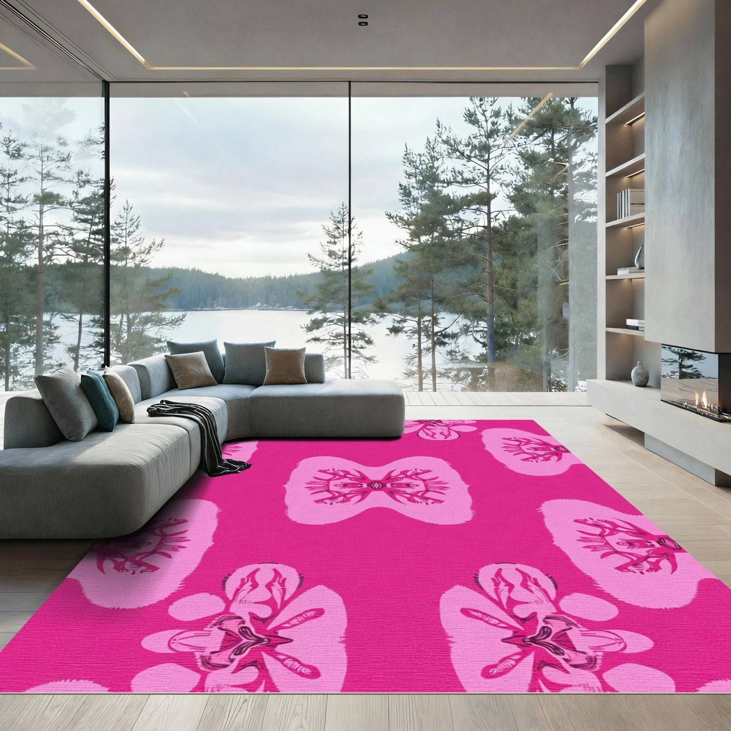 Pink Orchid Medallion Repeating Rug
