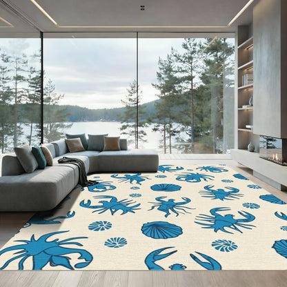 Seaside Blue Crab Shell Collection Rug