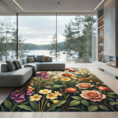 Wildflower Meadow Botanical Garden Art Rug