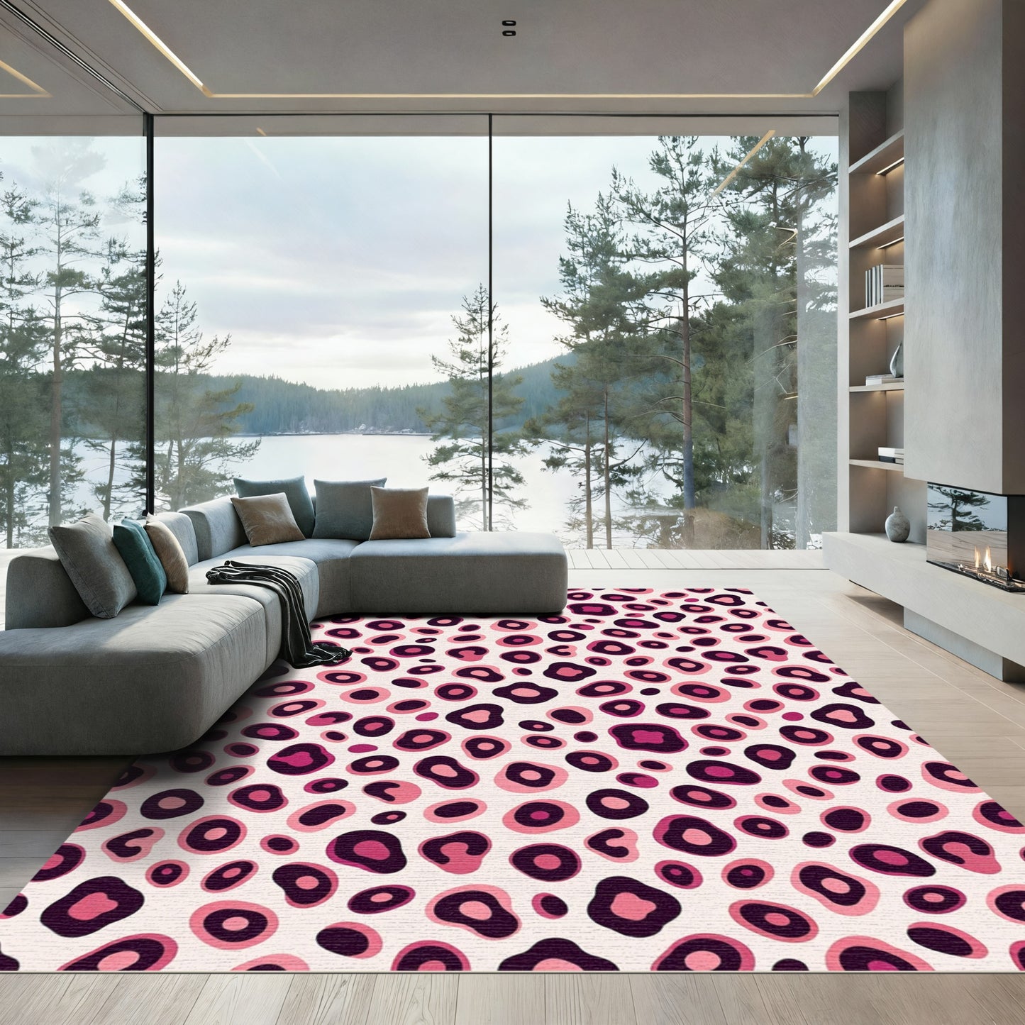 Pink Leopard Spot Abstraction Rug
