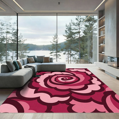 Crimson Pink Floral Swirl Rug