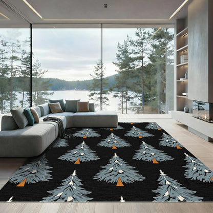 Gray Pine Forest Repeating Trees Rug