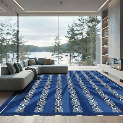 Art Deco Blue Sunburst Scarab Rug