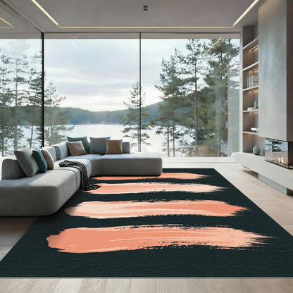 Coral Brush Strokes Abstract Rug
