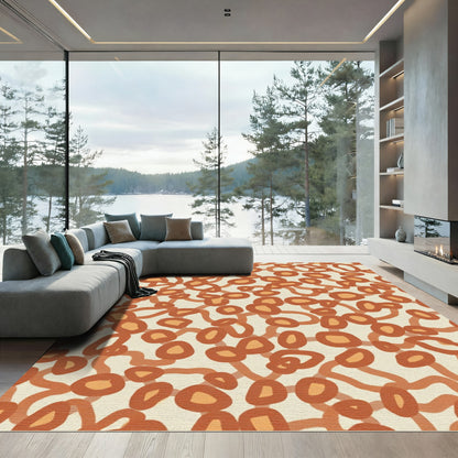 Burnt Orange Organic Swirl Circles Rug