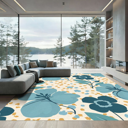 Teal Blue Floral Scatter Rug