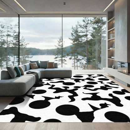 Bold Black Abstract Amorphous Shapes Rug