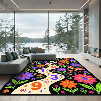 Retro Floral Butterflies Garden Path Rug