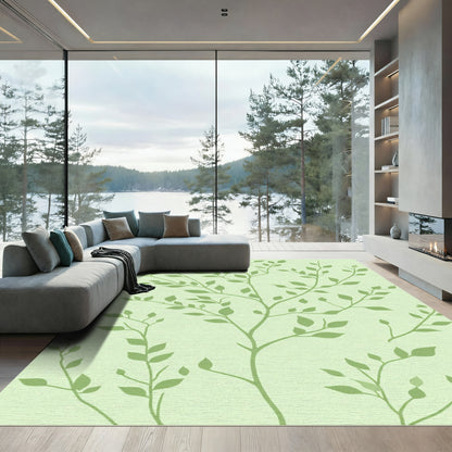 Soft Green Branch Leafy Vines Rug