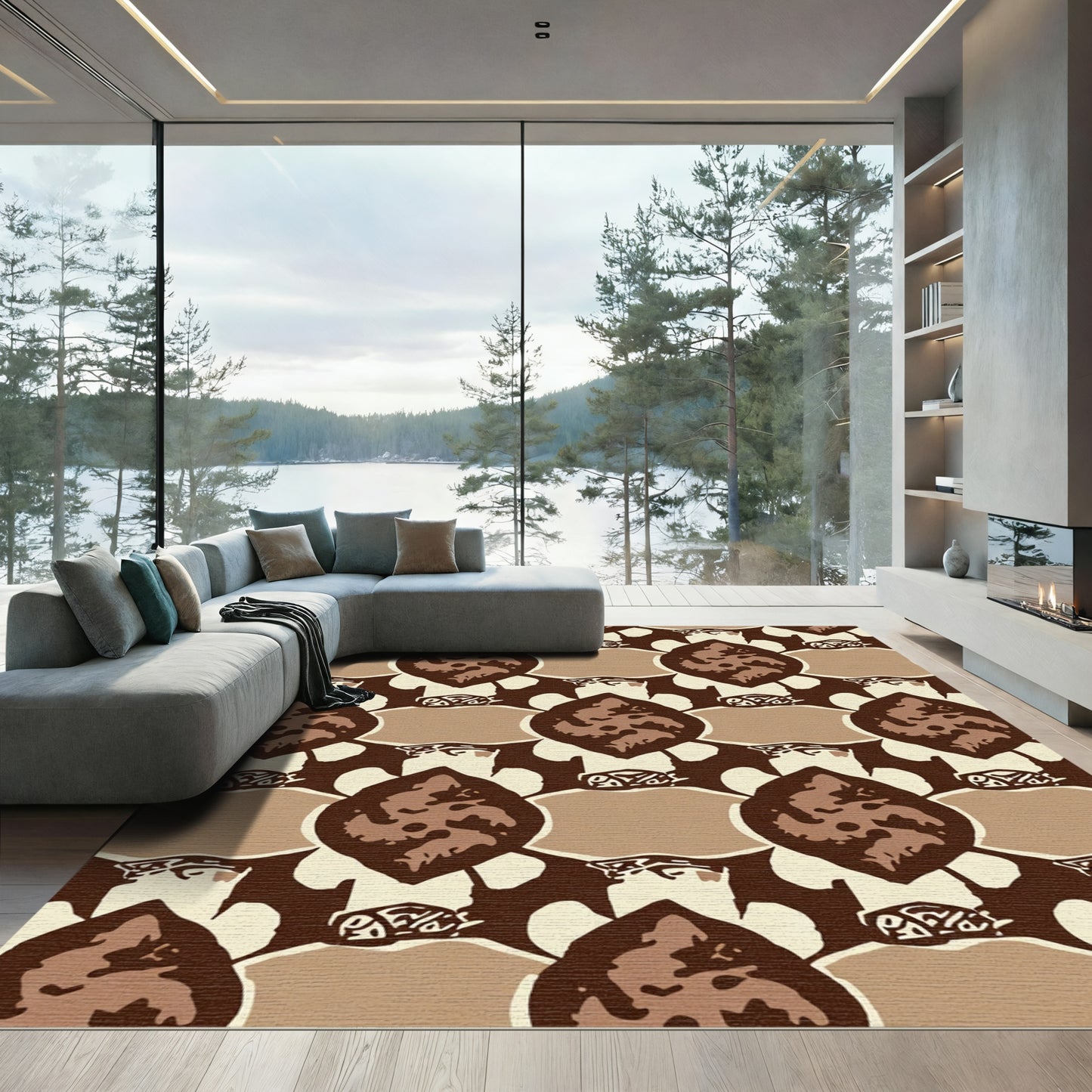 Earth Tones Organic Oval Collage Rug
