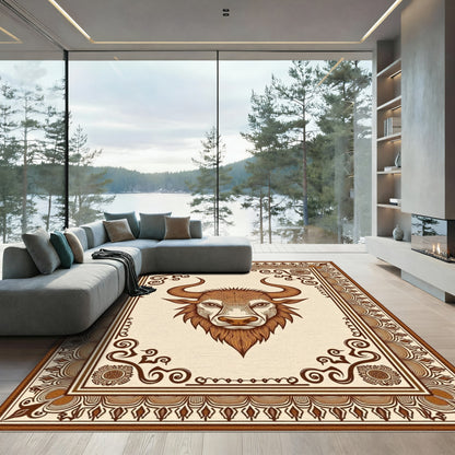Brown Bull Zodiac Majestic Frame Rug