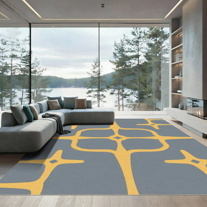 Golden Starburst Mid Century Modern Rug