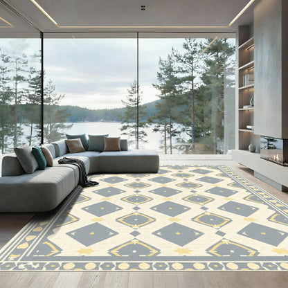 Gray and Yellow Diamond Lattice Rug