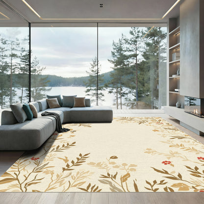Earthy Tone Floral Vine Accent Rug
