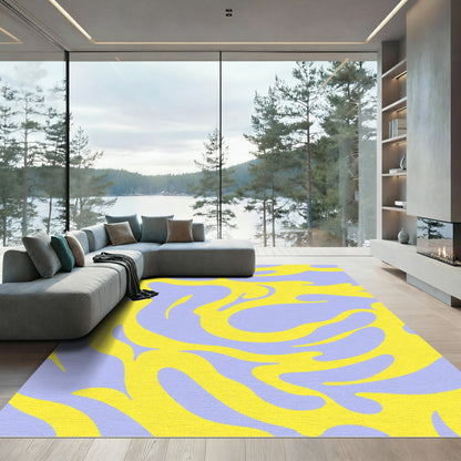 Yellow And Lavender Wavy Flow Rug