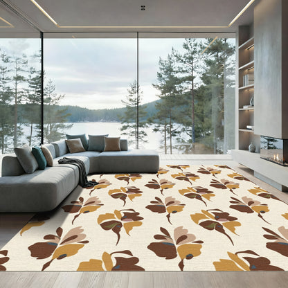 Earthy Toned Abstract Floral Medallions Rug