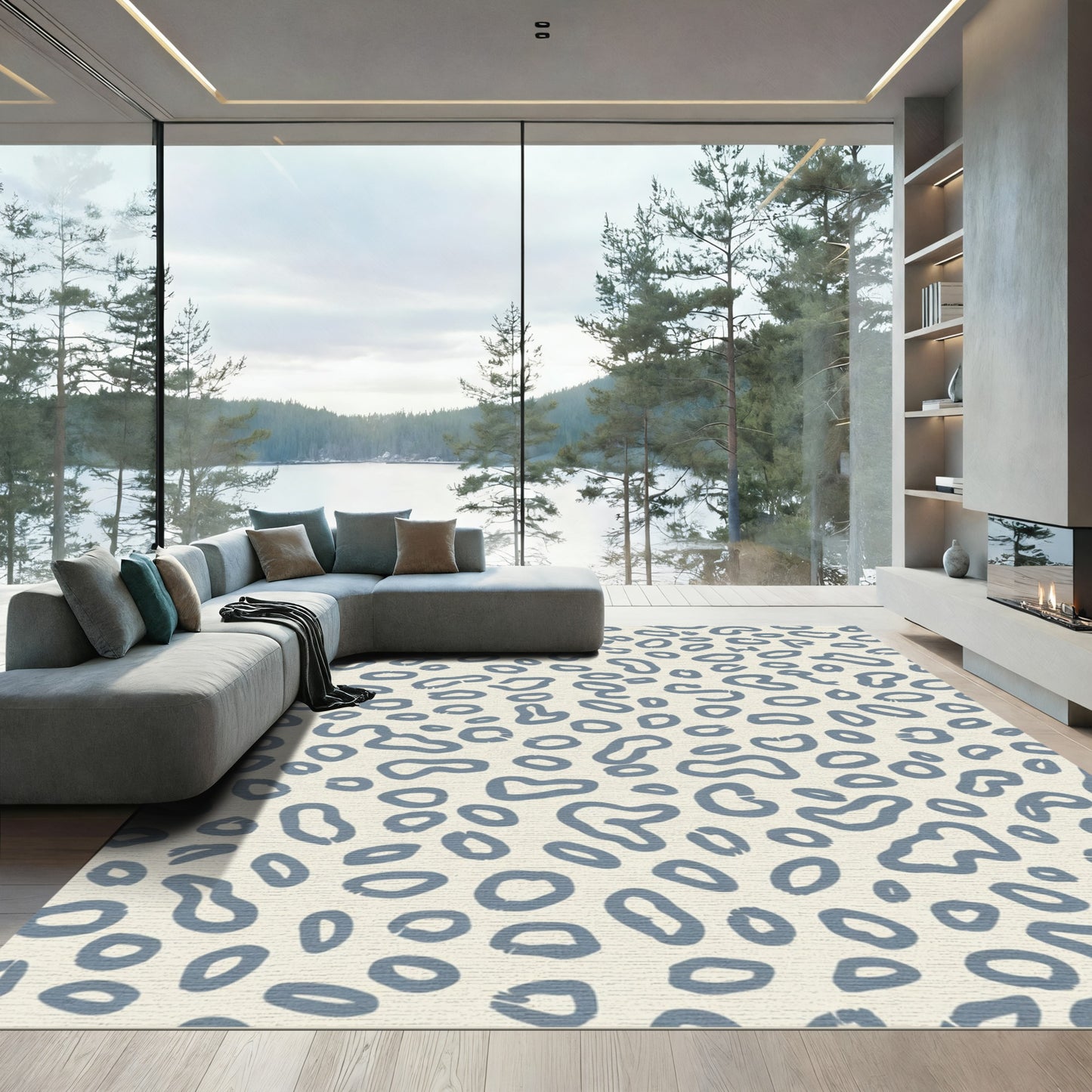 Blue Abstract Animal Spot Rug