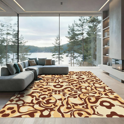 Earthy Chic Floral Scroll Abstract Rug