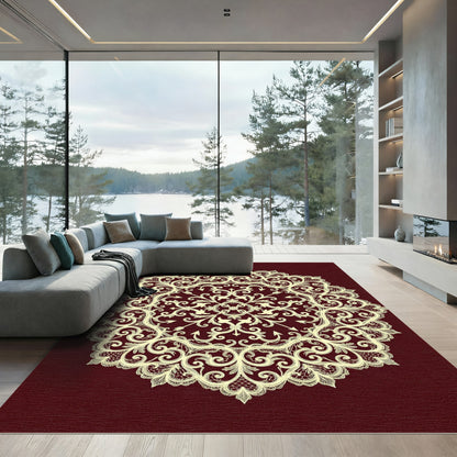 Elegant Ivory Lace Medallion Rug