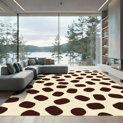 Dark Spotty Creamy Background Rug