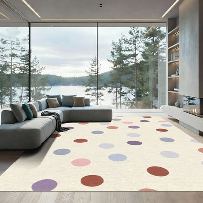 Pastel Polka Dot Round Shapes Rug