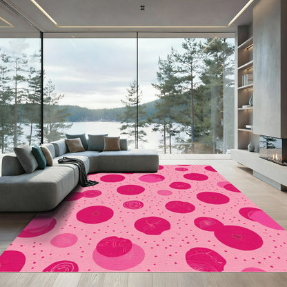 Pink Circles Scattered Blooms Rug