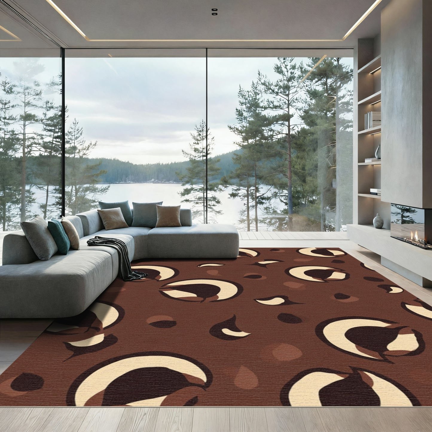 Chocolate Brown Spotted Animal Print Rug
