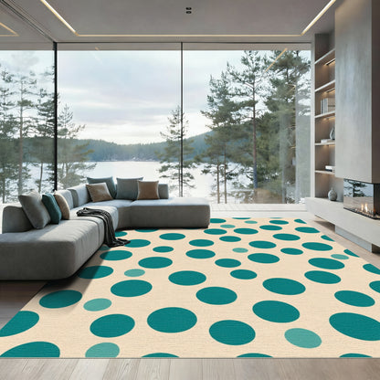 Teal Circles on Cream Backdrop Rug