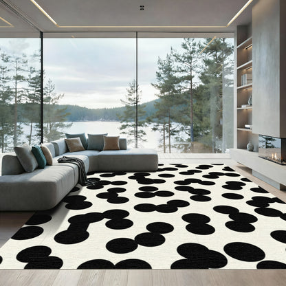 Black Circles Cream Background Composition Rug