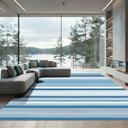 Coastal Blue Horizontal Stripe Rug