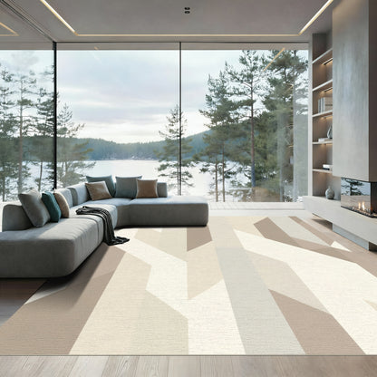 Neutral Abstract Geometric Block Rug