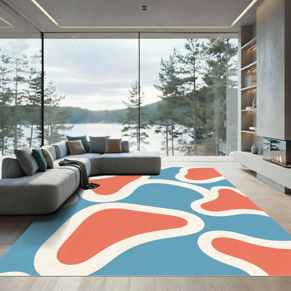 Coral Blue Organic Blob Rug
