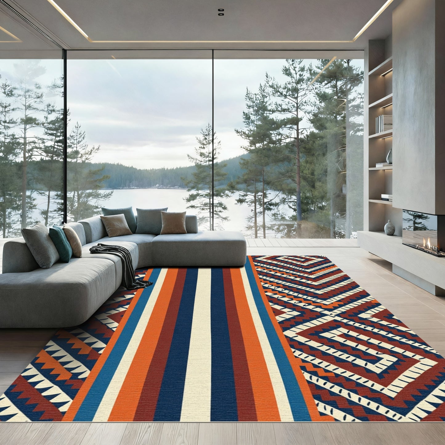 Bold Earthy Tribal Stripes Rug