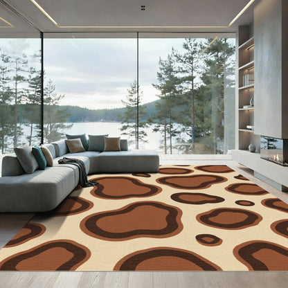 Brown Cream Animal Spot Rug