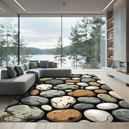 Natural Stone Smooth Pebbles Scattered Rug