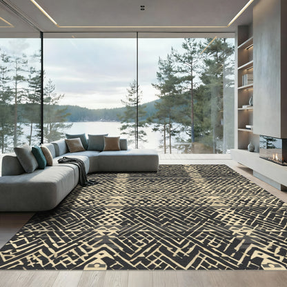 Rustic Geometric Tribal Stripe Rug