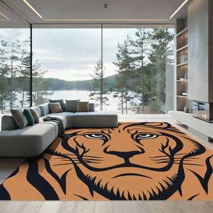 Bold Orange Tiger Face Close Up Rug