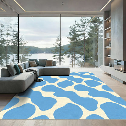 Abstract Blue Blob Organic Flow Rug