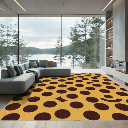 Golden Brown Polka Dot Discs Rug