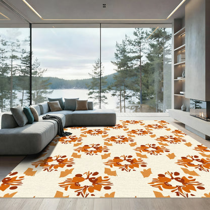 Autumnal Ochre Floral Burst Rug