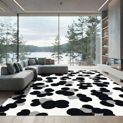 Abstract Black Gray Blob Cluster Rug
