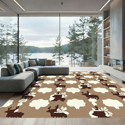 Brown Deer Silhouette Speech Bubble Rug