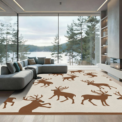 Brown Deer All Over Pattern Rug